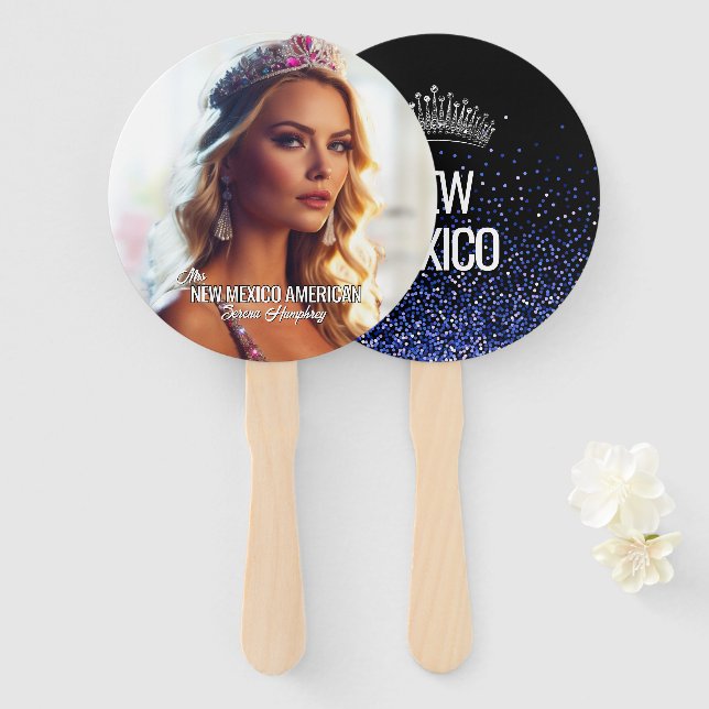 Abanico Aventadores de fans del Concurso Royal Blue Glitz  (Anverso y reverso)