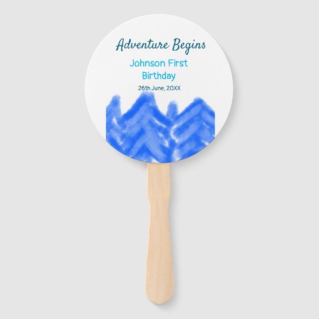 Abanico Aventura azul Aqua empieza la primera montaña de c (Anverso)