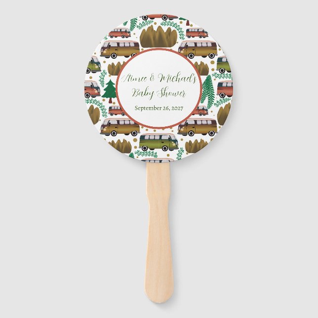 Abanico Aventura: Camper Neutral Baby Shower (Anverso)