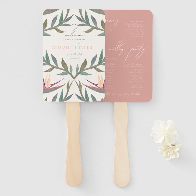 Abanico Aves amorosos en el paraíso (Anverso y reverso)