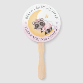 Abanico Baby Shower Chica de Dreamy Over the Moon Raccoon