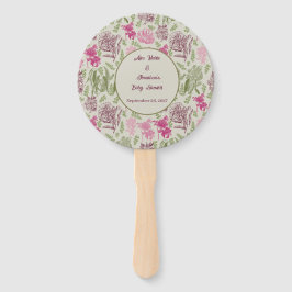 Abanico Baby Shower Chica de Eucalyptus Peony Botánico