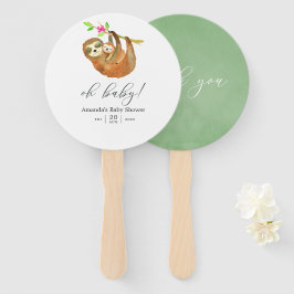 Abanico Baby Shower con la temática de Watercolor Sloth