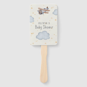 Abanico Baby Shower De Color De Agua Gris Y Beige