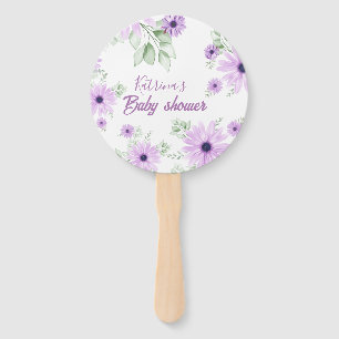 Abanico Baby Shower de Flores de color de agua violeta per