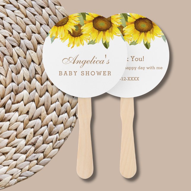 Abanico Baby Shower de girasol amarillo floral Boho (Subido por el creador)
