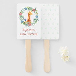 Abanico Baby Shower Giraffe Floral Wreath personalizada