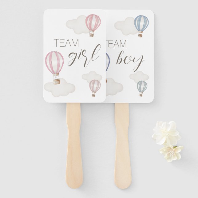 Abanico Baby Shower Hot Air Balloons Gender Neutral (Anverso y reverso)