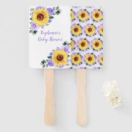 Abanico Baby Shower Sunflower Purple Floral personalizada