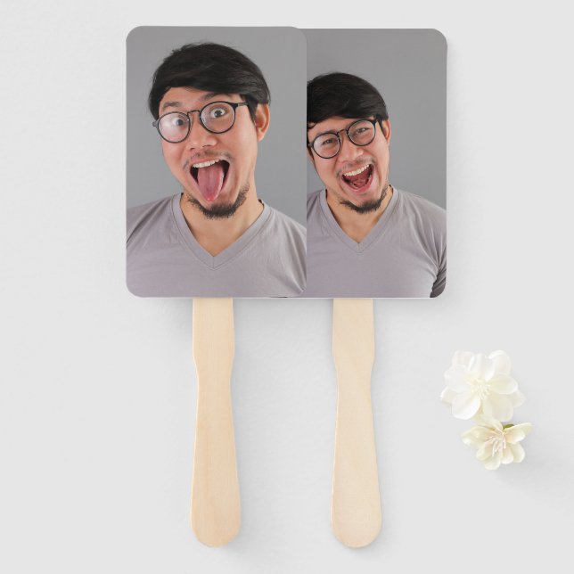 Abanico Bachelorette Party Groom's Face on a Stick (Anverso y reverso)