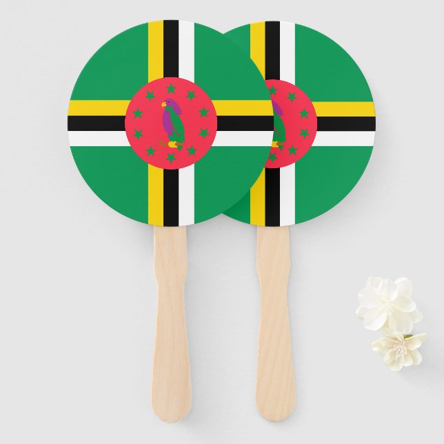 Abanico Bandera de Dominica (Anverso y reverso)