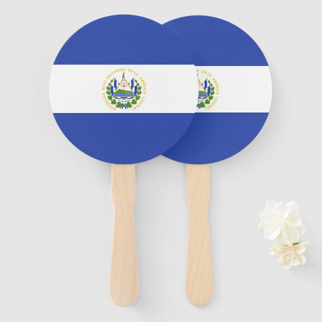 Abanico Bandera de El Salvador (Anverso y reverso)