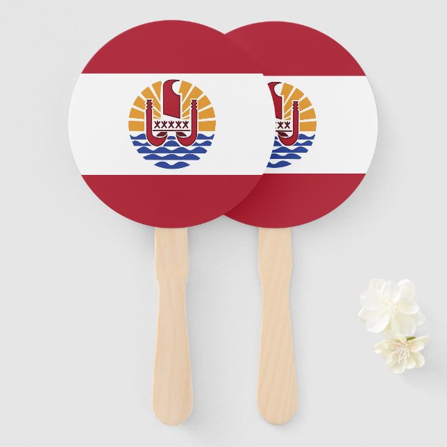 Abanico Bandera de la Polinesia Francesa (Anverso y reverso)