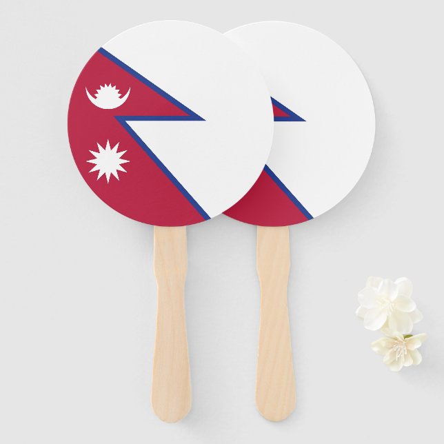 Abanico Bandera de Nepal (Anverso y reverso)