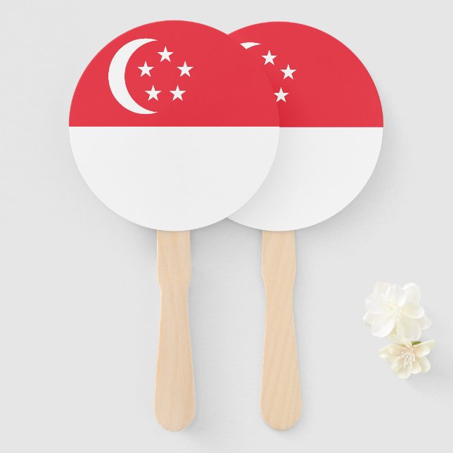 Abanico Bandera de Singapur (Anverso y reverso)