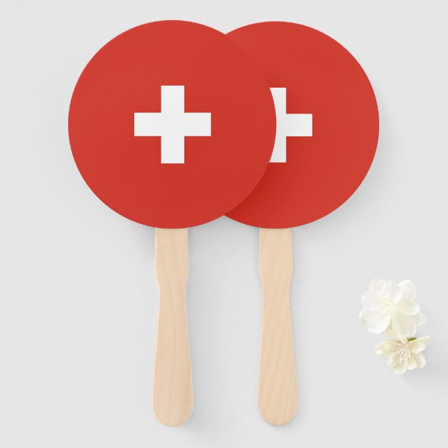 Abanico Bandera de Suiza (Anverso y reverso)