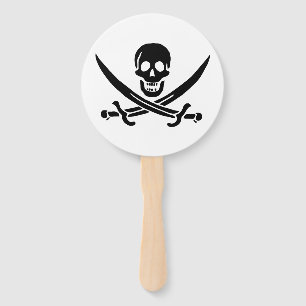 Abanico Bandera Pirata Calavera Espadas Cruzadas