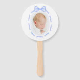 Abanico Baptismo de marco de cinta azul de doblado