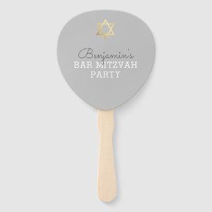 Abanico BAR MITZVAH INVITE FAN estrella de oro moderno gri