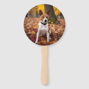 Abanico Basenji en otoño se inspira la caída de las hojas