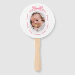 Abanico Bautismo de marco de cinta rosada