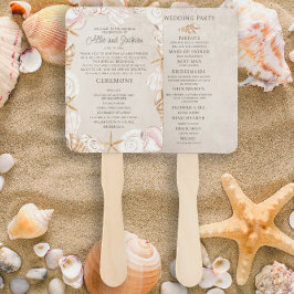 Abanico Beach Seashells Sand Wedding Program Bridal Party