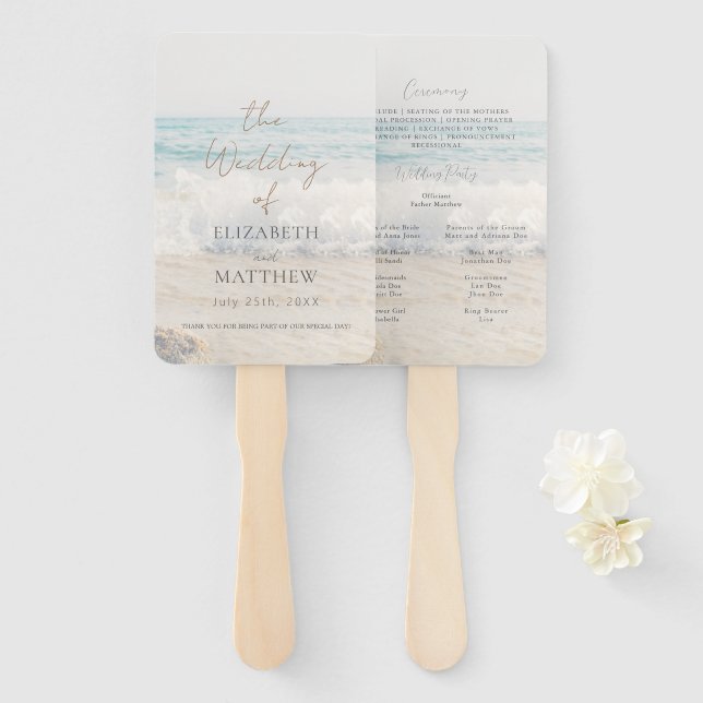 Abanico Beach Wedding Seaside/Oceanside Wedding Program (Anverso y reverso)