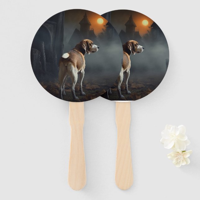 Abanico Beagle Halloween Espantoso (Anverso y reverso)