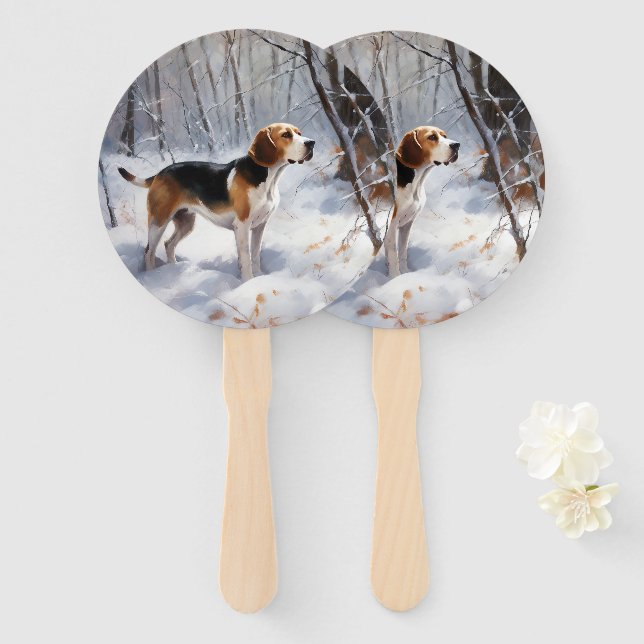 Abanico Beagle Let It Snow Navidades (Anverso y reverso)