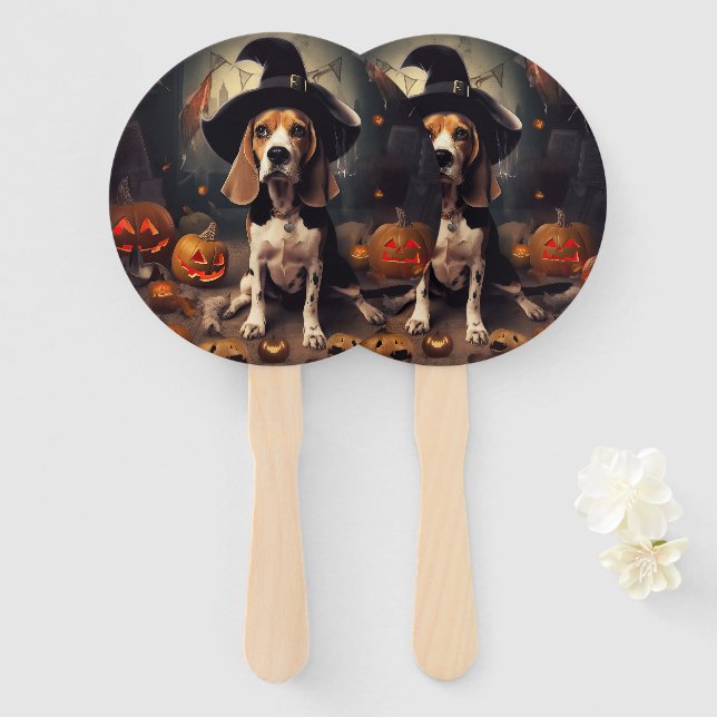 Abanico Beagle Pumpkins Halloween Scary (Anverso y reverso)