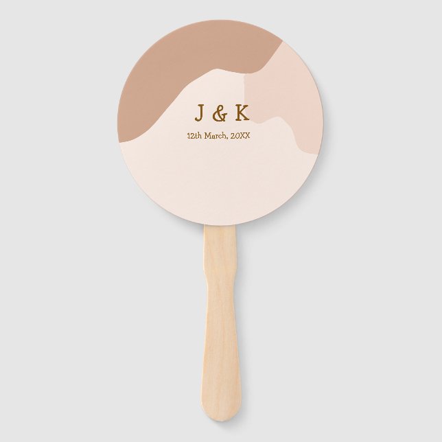 Abanico Beige boho curvy orange wedding name date (Anverso)