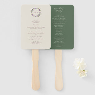 Abanico Beige, púrpura y verde guión clásico floral