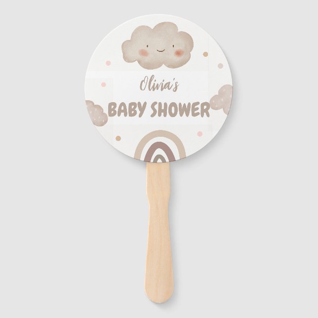 Abanico Beige Watercolor Baby Shower (Anverso)
