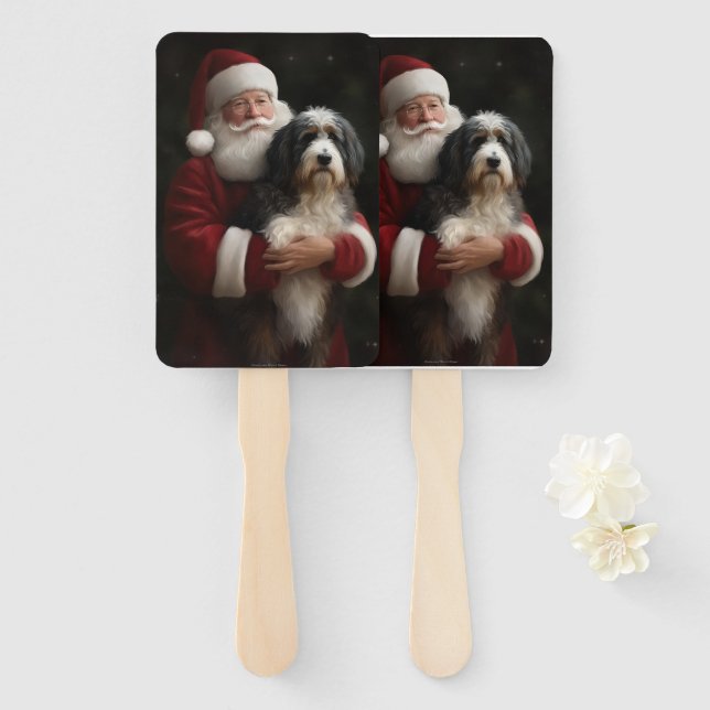 Abanico Bernedoodle con Navidades festivos de Santa Claus (Anverso y reverso)