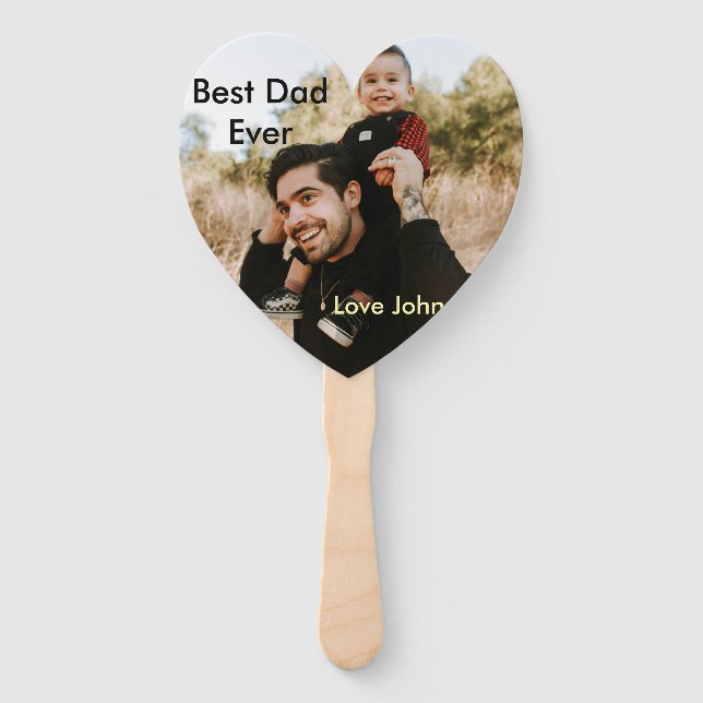 Abanico Best dad ever father's dad gift photo name simple  (Anverso)