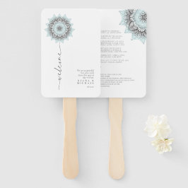 Abanico Bienvenida Boda rev. Mandala Lace Blue ID968