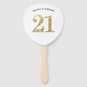 Abanico BIRTHDAY FAN moderno elegante moda purpurina de or