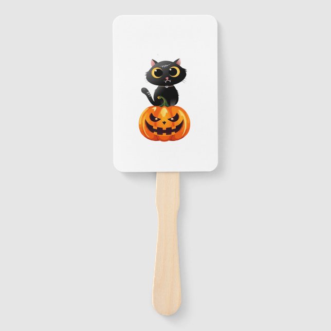 Abanico Black Cat Halloween Design � Spooky Pumpkin Art fo (Anverso)