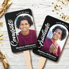 Abanico Black Congrats Grad 2 Photo Arch Bold White Script