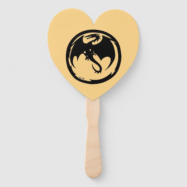 Abanico Black Dragon gold heart hand fans (Anverso)