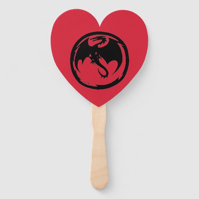 Abanico Black Dragon red heart hand fans (Anverso)