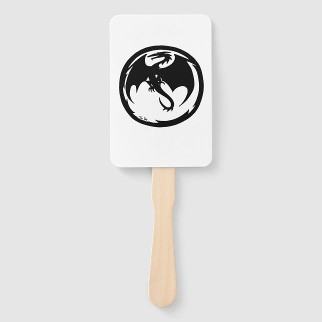 Abanico Black Dragon white rectangle hand fans (Anverso)