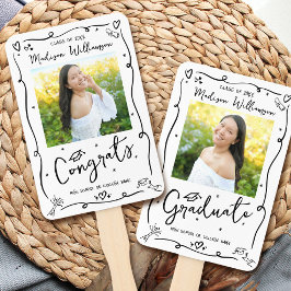 Abanico Black Hand Drawn Doodle Graduation 2 Photo White