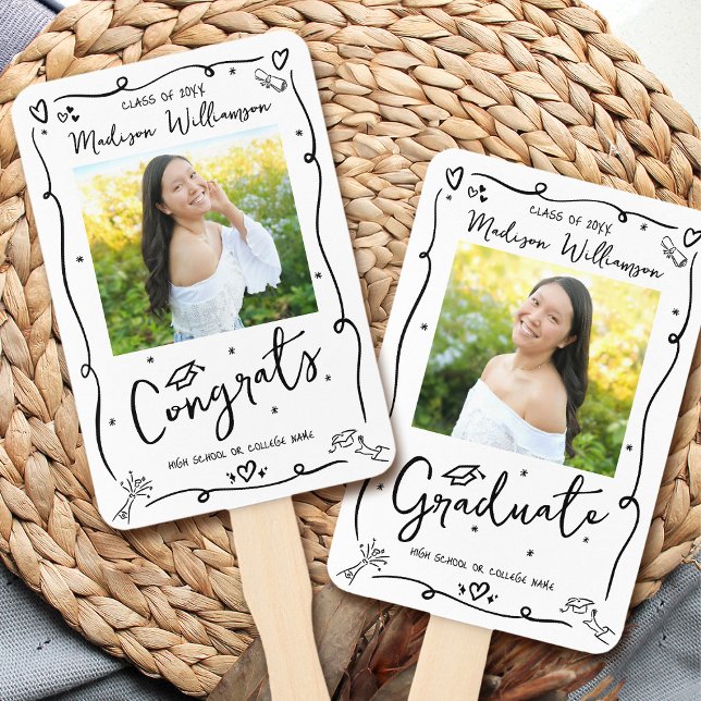Abanico Black Hand Drawn Doodle Graduation 2 Photo White (Subido por el creador)