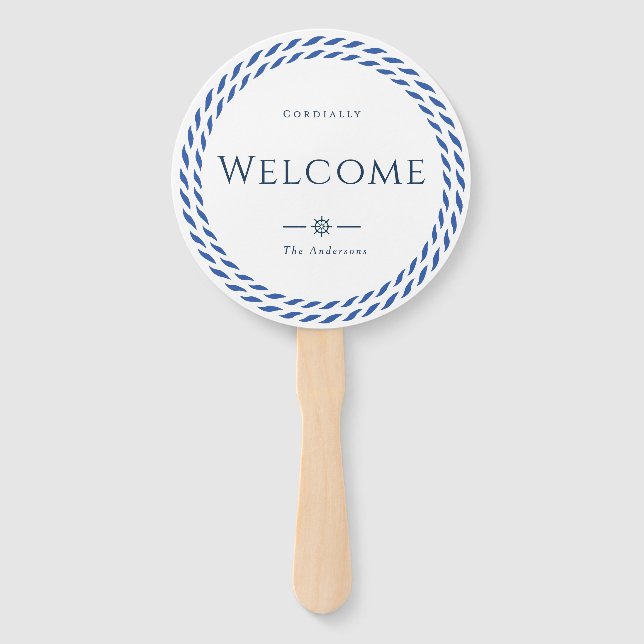 Abanico Blanco de la bienvenida formal de Rope náutico (Anverso)