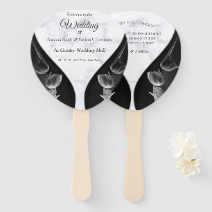 Abanico Blanco Moderno - Marble Negro Abstract Hand Fans