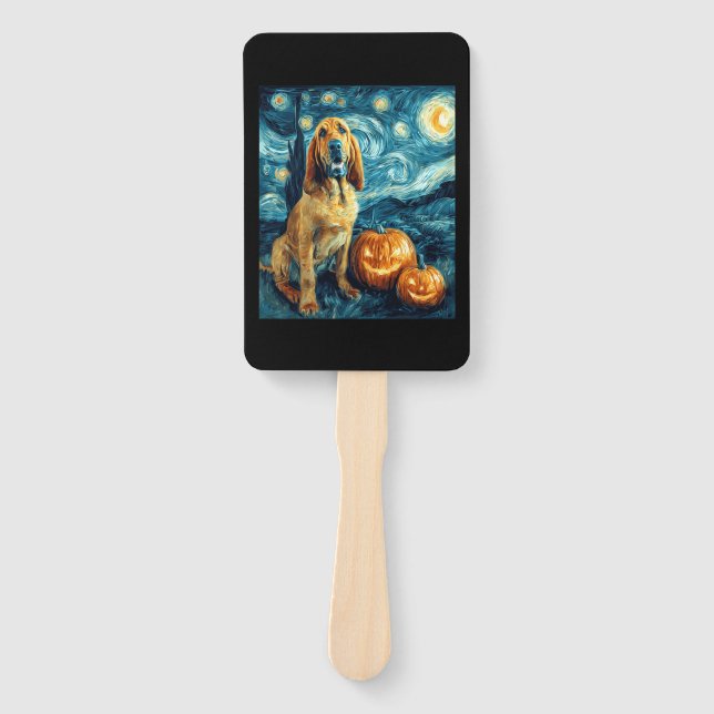 Abanico Bloodhound Cute Dog Halloween Jack O Lantern Pumpk (Anverso)