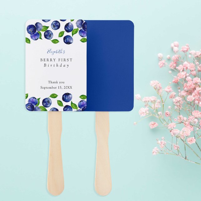 Abanico Blue eberry Berry First Birday Watercolor Cute (Subido por el creador)