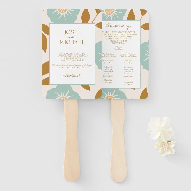 Abanico Blue Floral Wedding (Anverso y reverso)