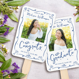 Abanico Blue Hand Drawn Doodle Graduation 2 Photo White